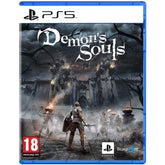 PlayStation 5 game case for 'Demon's Souls' with a dark, gothic castle and warrior character.